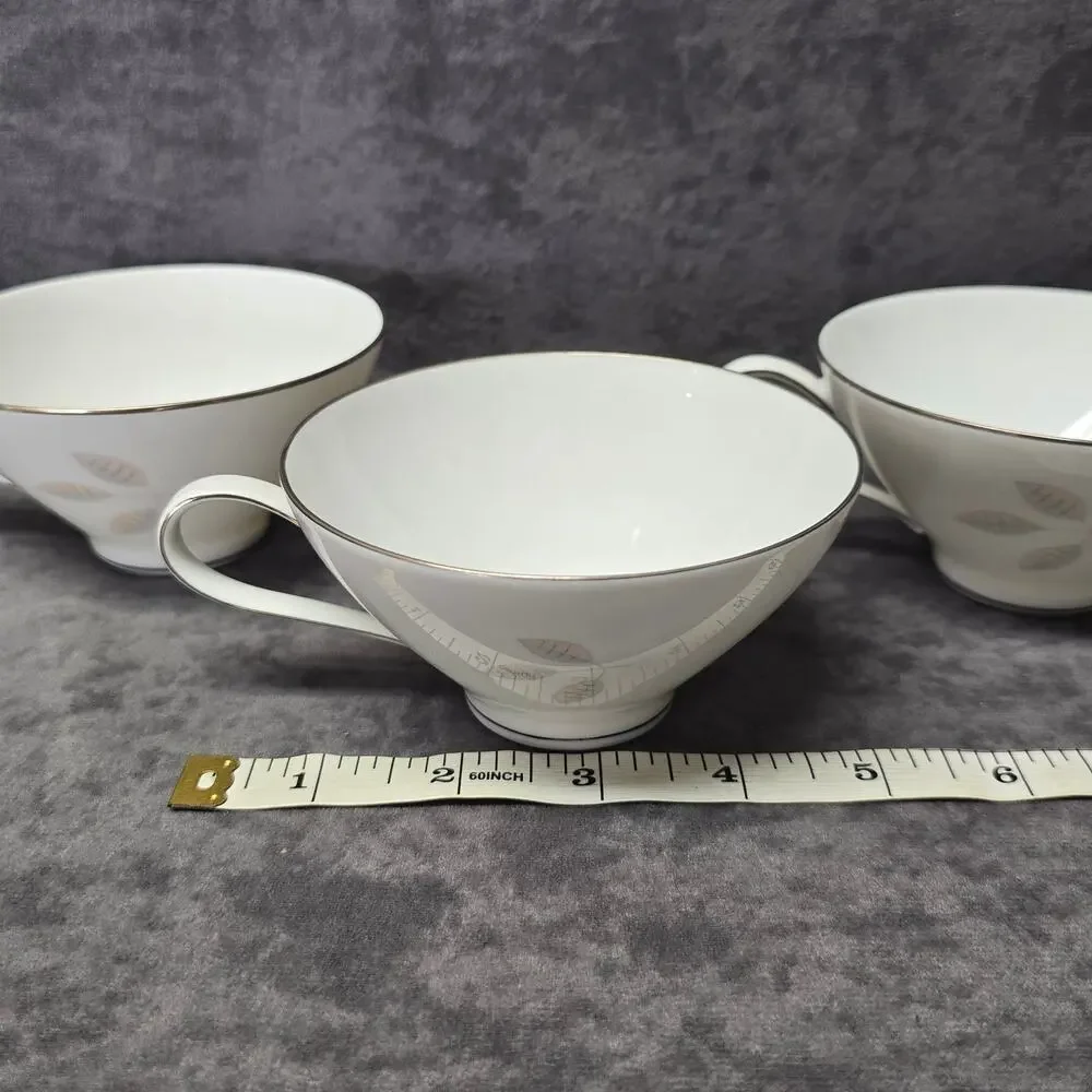 Rosenthal Germany Rose Leaf Pattern Set of 3 Tea Cups Continental Print 3436